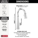 Delta 9982-PR-DST Emmeline Pull-Down Bar/Prep Faucet 1L 