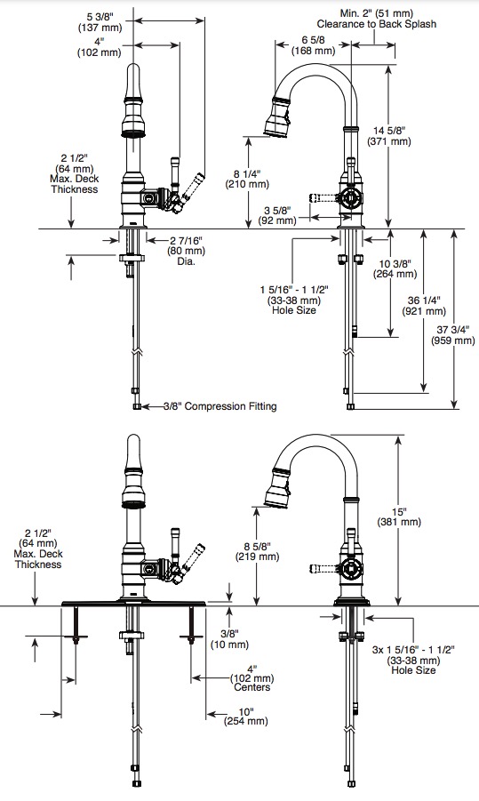 Delta 9990-BL-DST Broderick Pull-Down Bar/Prep Faucet 1L