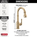 Delta 9990-CZ-DST Broderick Pull-Down Bar/Prep Faucet 1L 