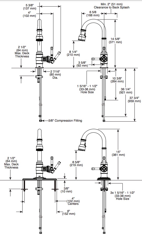 Delta 9990-CZ-DST Broderick Pull-Down Bar/Prep Faucet 1L 