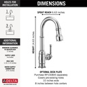Delta 9990-DST Broderick Pull-Down Bar/Prep Faucet 1L 