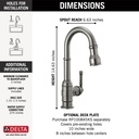 Delta 9990-KS-DST Broderick Pull-Down Bar/Prep Faucet 1L 