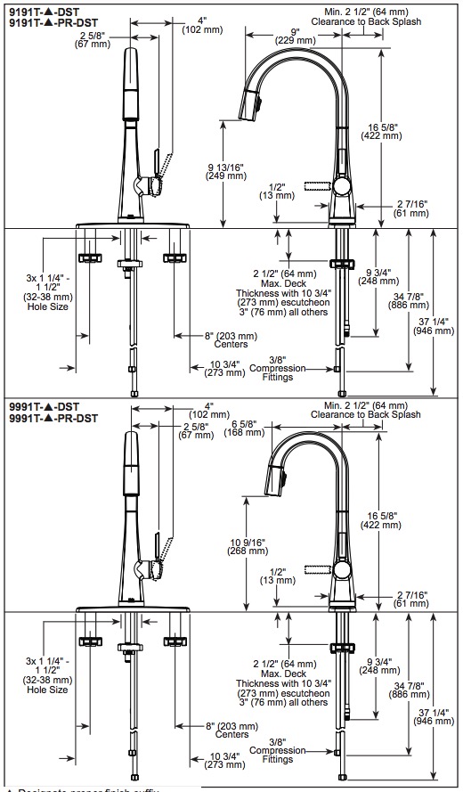 Delta 9991T-BL-DST Monrovia Bar Prep Pulldown With Touch Matte Black