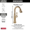 Delta 9997-CZ-PR-DST Cassidy Pull-Down Bar/Prep Faucet 1L 