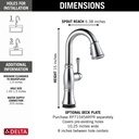 Delta 9997T-AR-PR-DST Cassidy Touch2O Pull-Down Bar/Prep Faucet 1L 