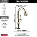 Delta 9997T-PN-PR-DST Cassidy Touch2O Pull-Down Bar/Prep Faucet 1L 