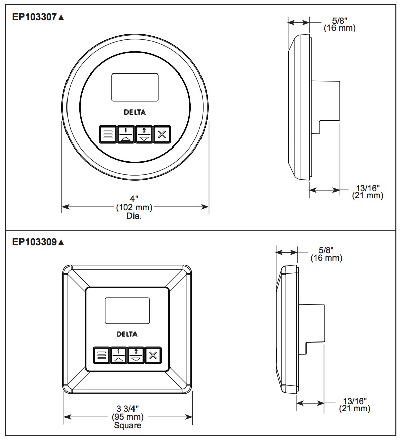 Delta EP103307BL Round Steam Control Matte Black