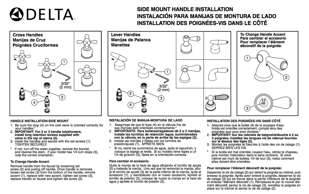 Delta H26 Sm Neo Cross Hndl(2)W/Screws & 