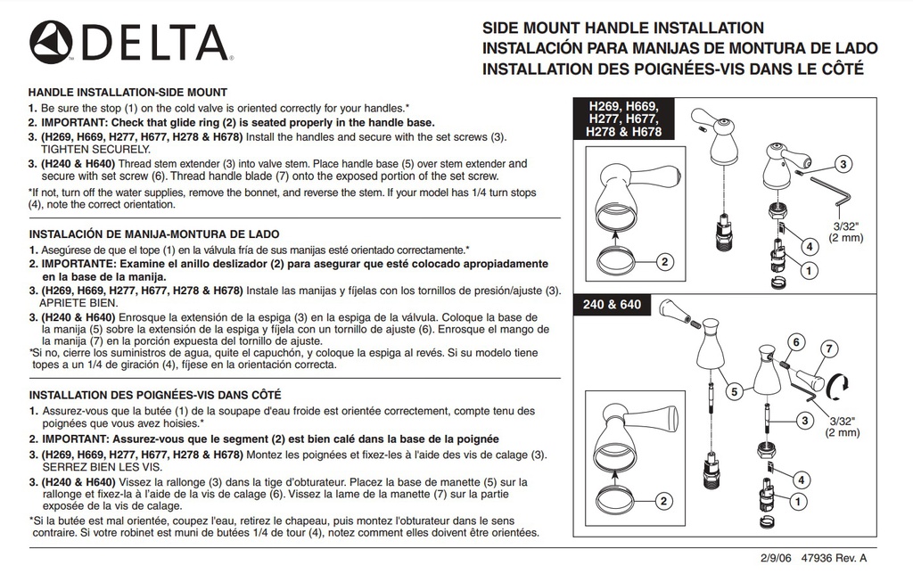 Delta H278RB Leland Metal Lever Handle