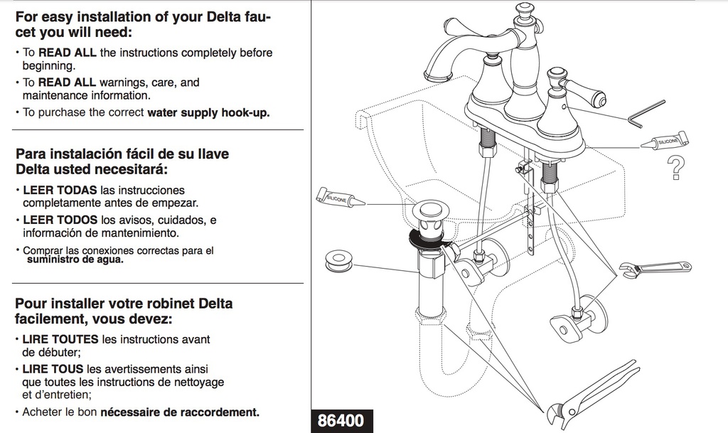 Delta H295 Cassidy Cross Bath Faucet / Bidet Handles 