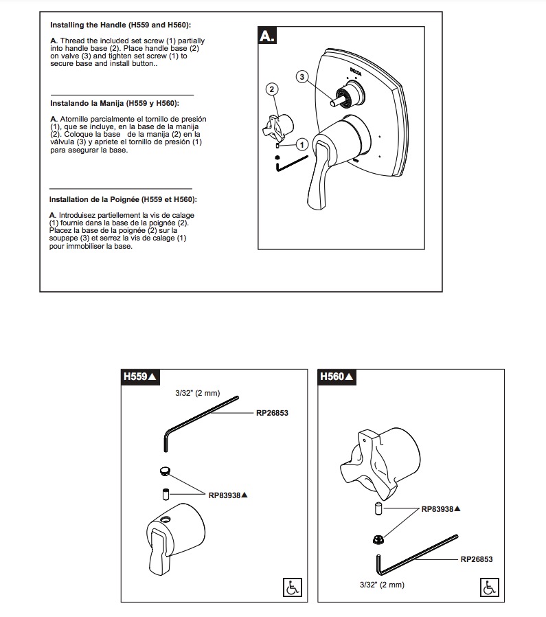Delta H559BL Stryke Integrated Diverter Lever R 