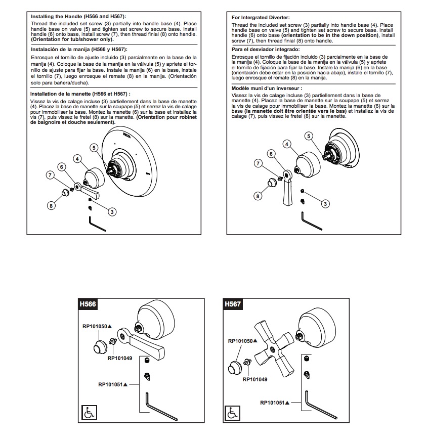 Delta H566 Dorval Handle 1L Shower 14S Tegrated Diverter And Freestan