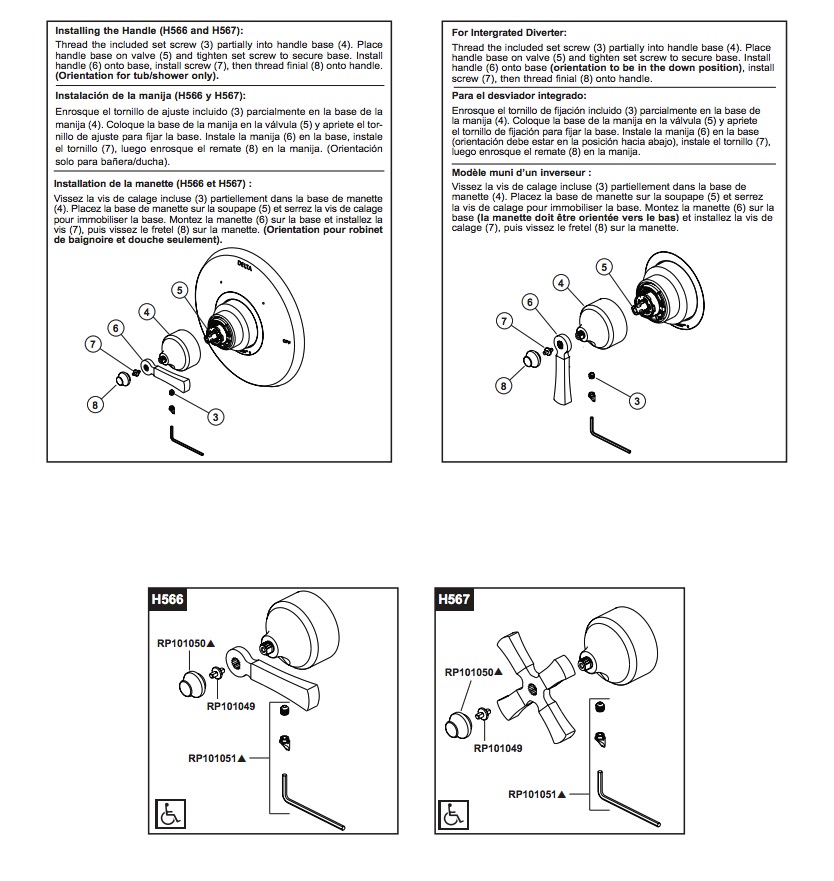 Delta H567 Dorval Handle 1C Shower 14S Tegrated Diverter And Freestan