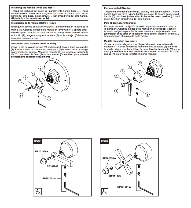 Delta H567CZ Dorval 14 Series Shower, 14 Series Integrated Diverter And Freestan