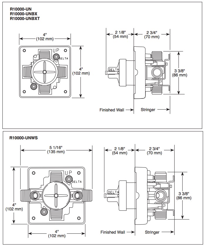 Delta R10000-IP Traditional Universal T/S Valve Body,Ips 
