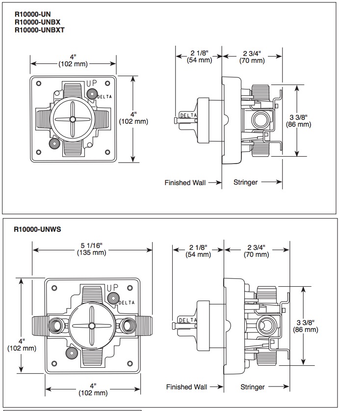 Delta R10000-UNBXT Traditional Mc Valve W/Thin Wall Kit 