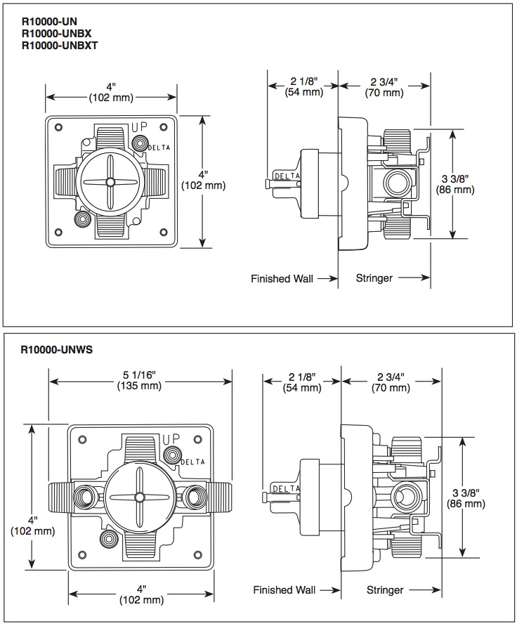 Delta R10000-UNWS Traditional Universal Connections W/Stops 
