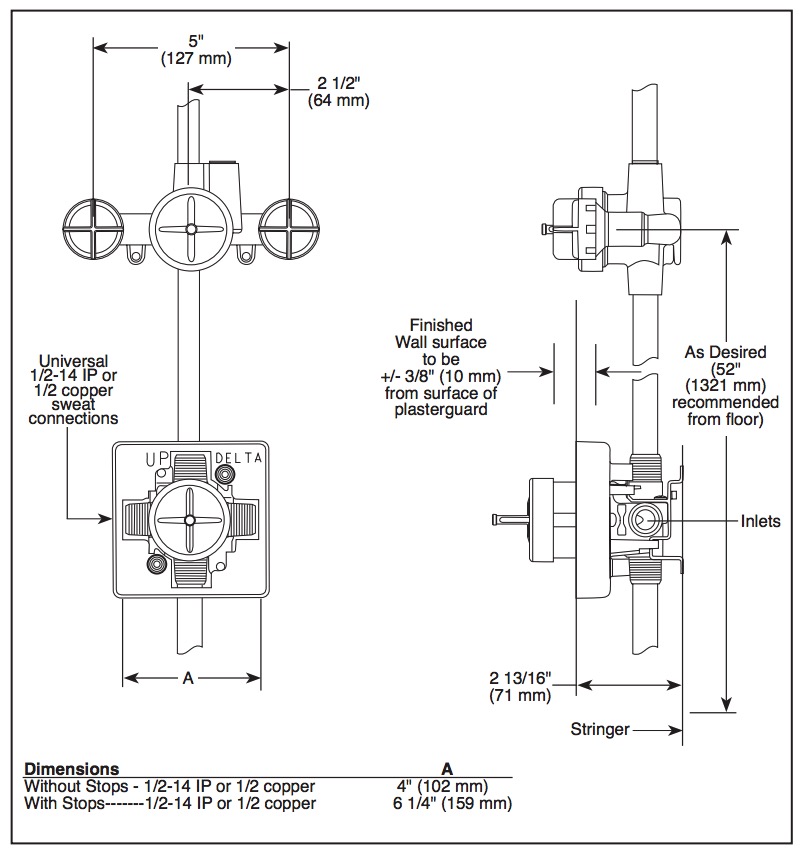Delta R18000-XO Jetted Xo Shower Rough In Valv With 6-Position Diverter 