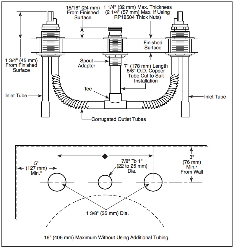 Delta R2700 Traditional Rt/Whirlpool Faucet Rough-In 