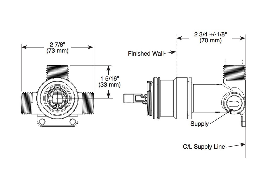 Delta R3510-WL Tesla Single Handle Wall Mount Lavatory Rough 