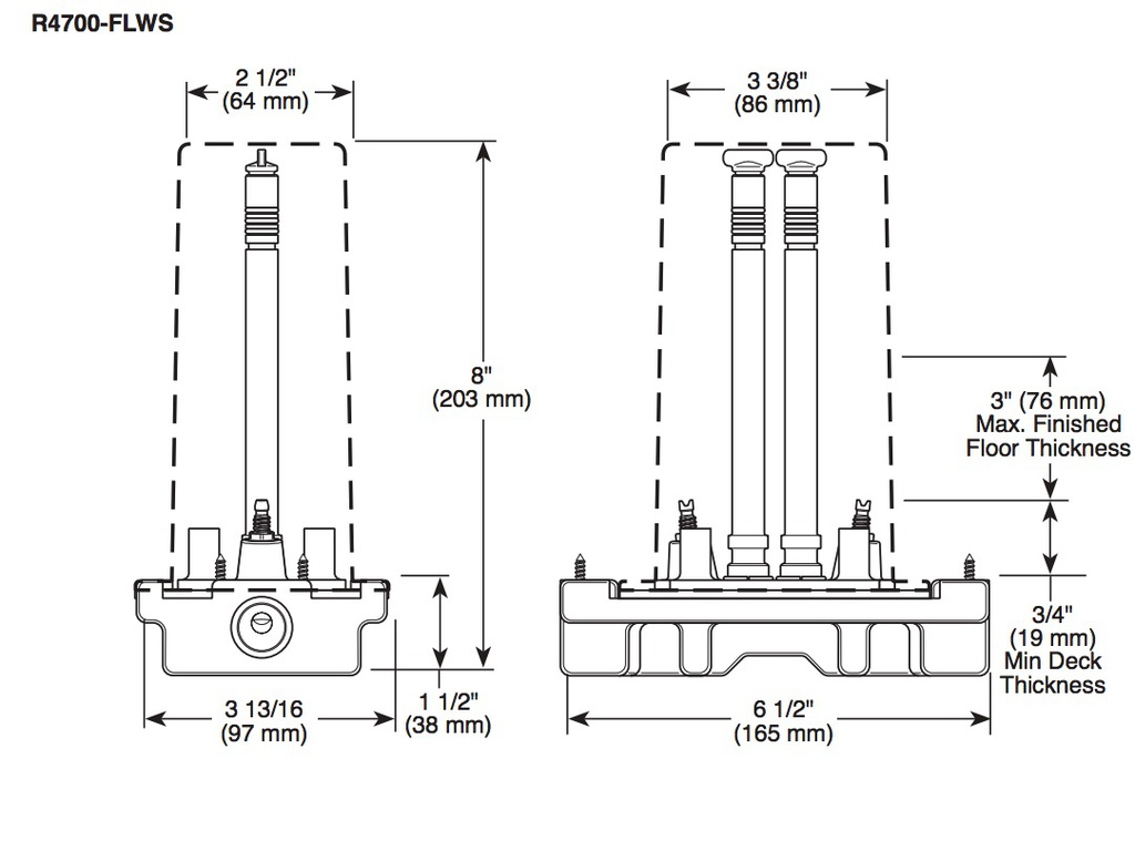 Delta R4700-FLWS Floor Mount Tub Filler Rough With Stops 