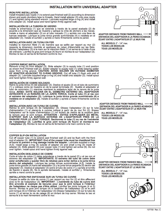 Delta RP101394SS Diverter Tub Spout