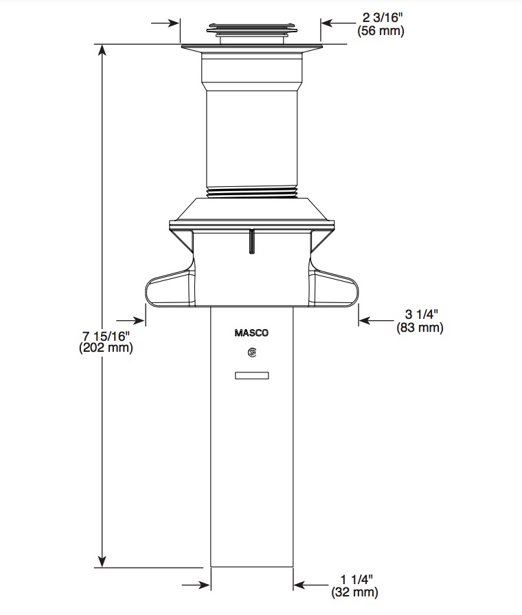 Delta RP101632BL Metal Push-Pop Less Overflow Matte Black