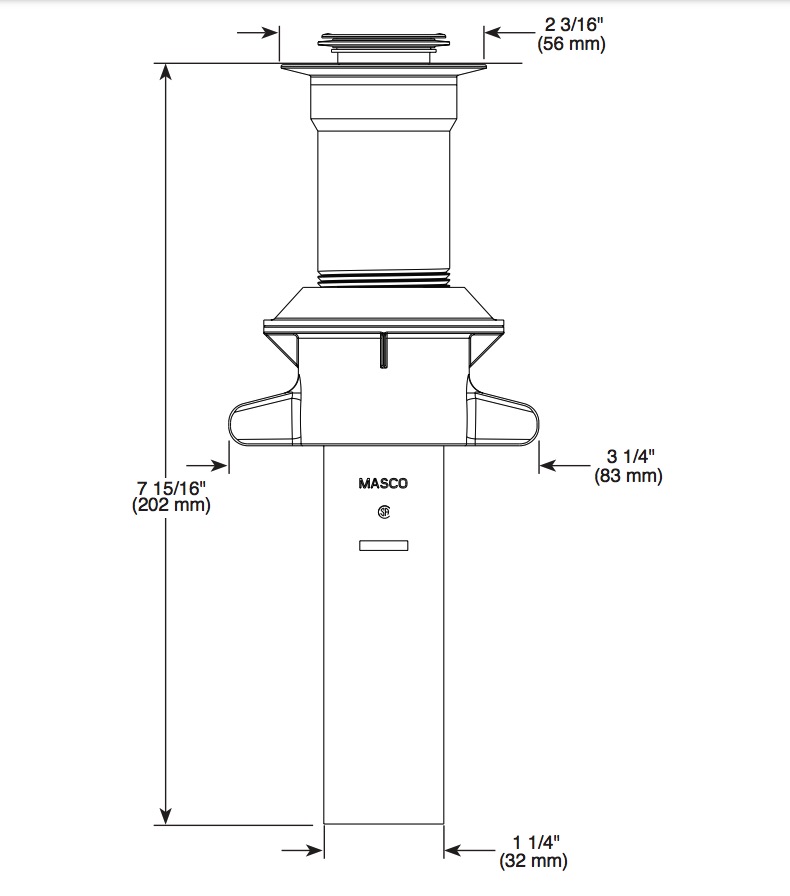 Delta RP101632PC Metal Push-Pop Less Overflow