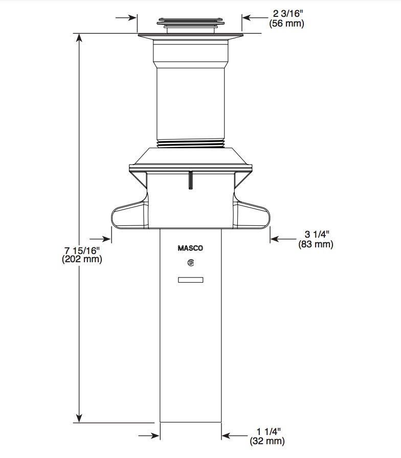Delta RP101632RB Metal Push-Pop Less Overflow