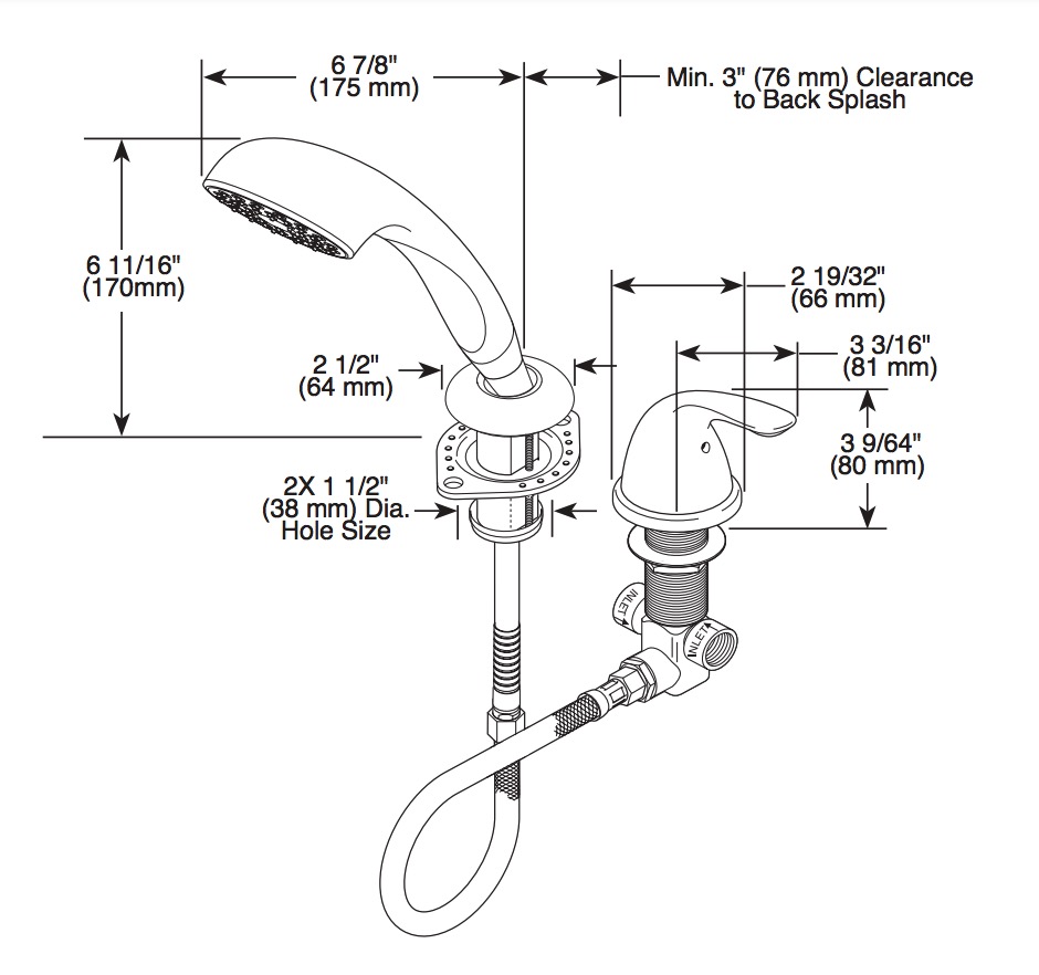 Delta RP14979SS Classic Roman Tub Handshower With Transfer Valve 