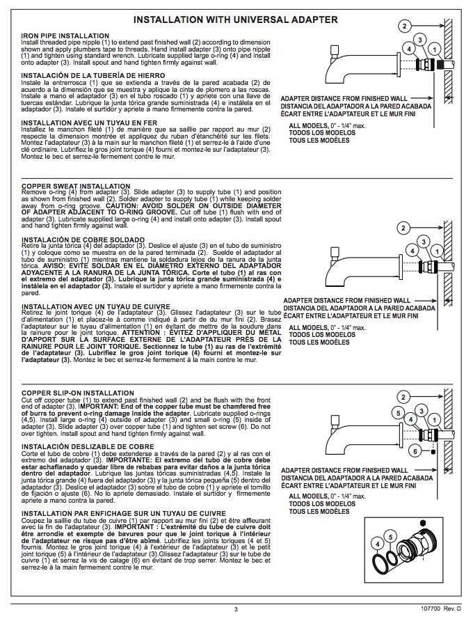 Delta RP17453PB Diverter Tub Spout 