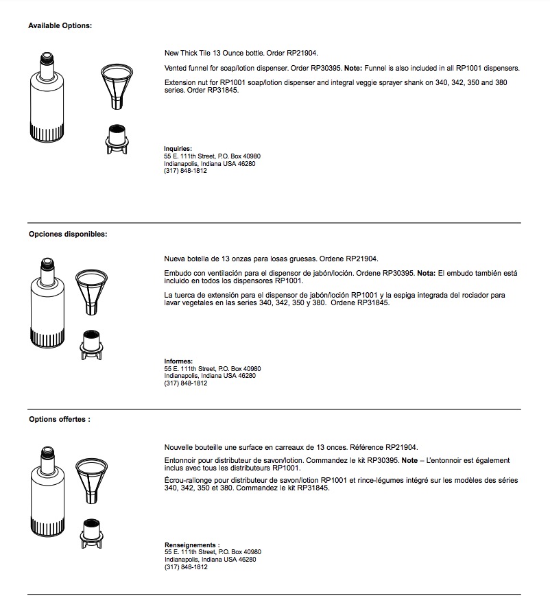 Delta RP30395 D-Vented Funnel For Soap/Lotio