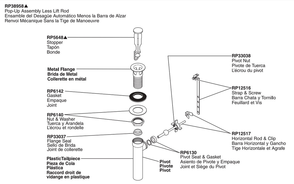 Delta RP38958CZ Drain Assembly Pop-Up 