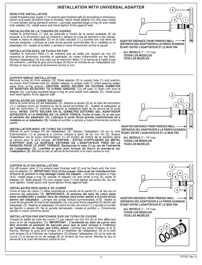 Delta RP52148CZ Dryden Tub Spout Pull-Up Diverter 