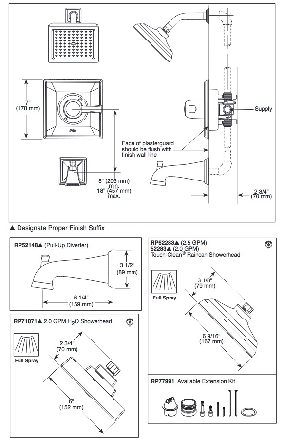 Delta RP62283SS Dryden Showerhead