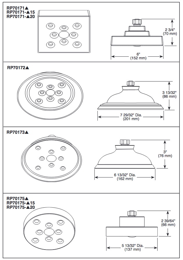 Delta RP70175-15 H2Okinetic Showerhead 1.5 Gpm 