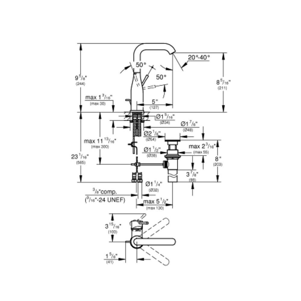 Grohe 23486A0A Essence Single Handle Bathroom Faucet Hard Graphite 3