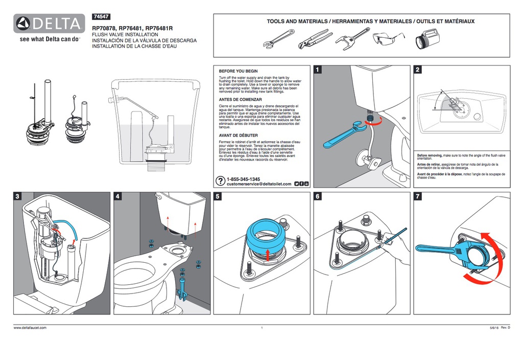 Delta RP70878 Flush Valve Complete