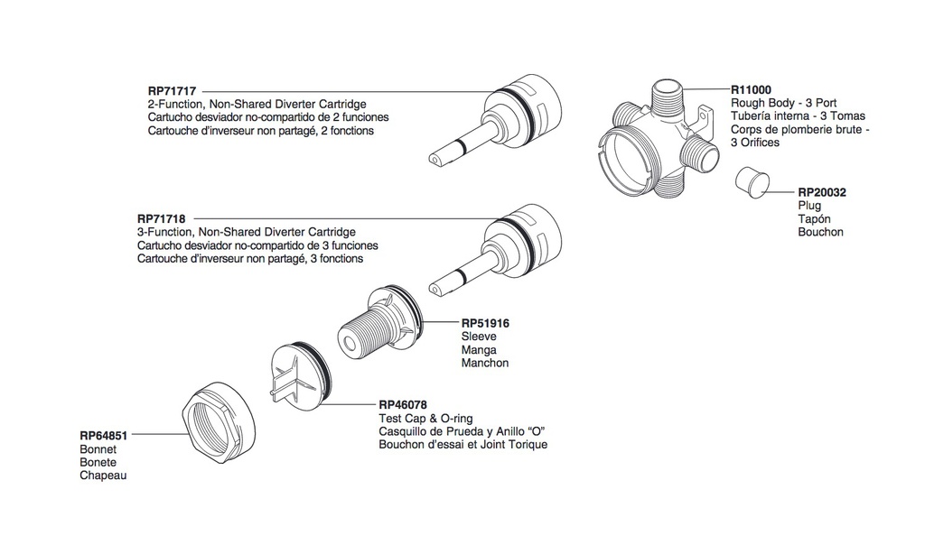 Delta RP71717 2-Function Non-Shared Diverter Cartridge 