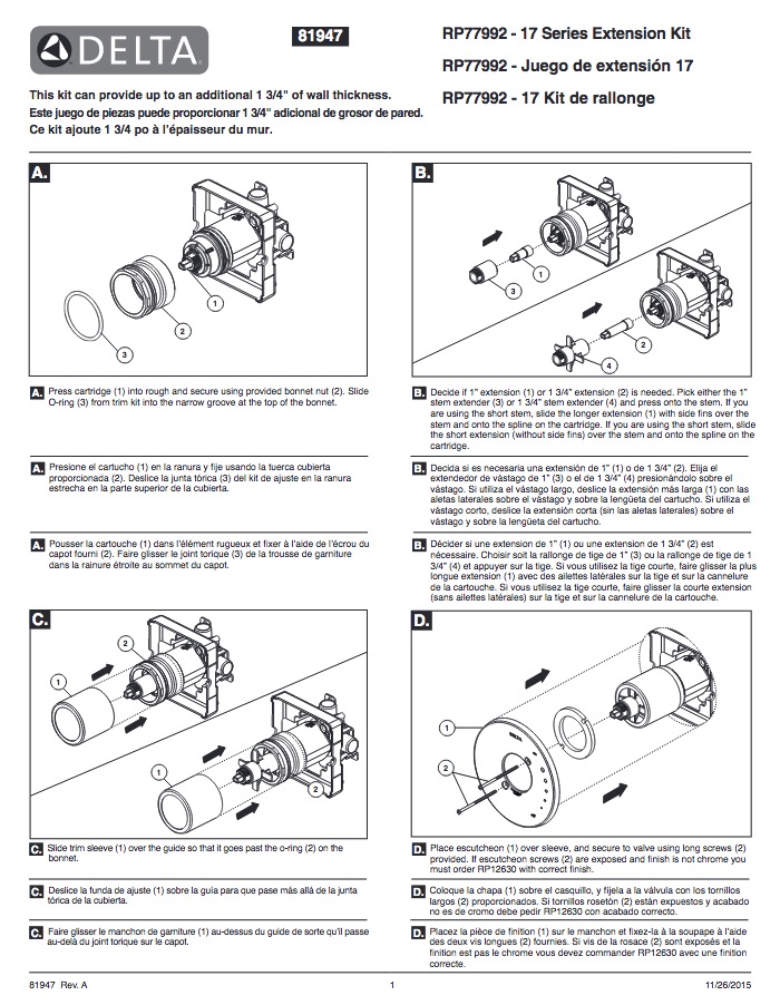 Delta RP77992 Extension Kit 17 Series Multichoice 