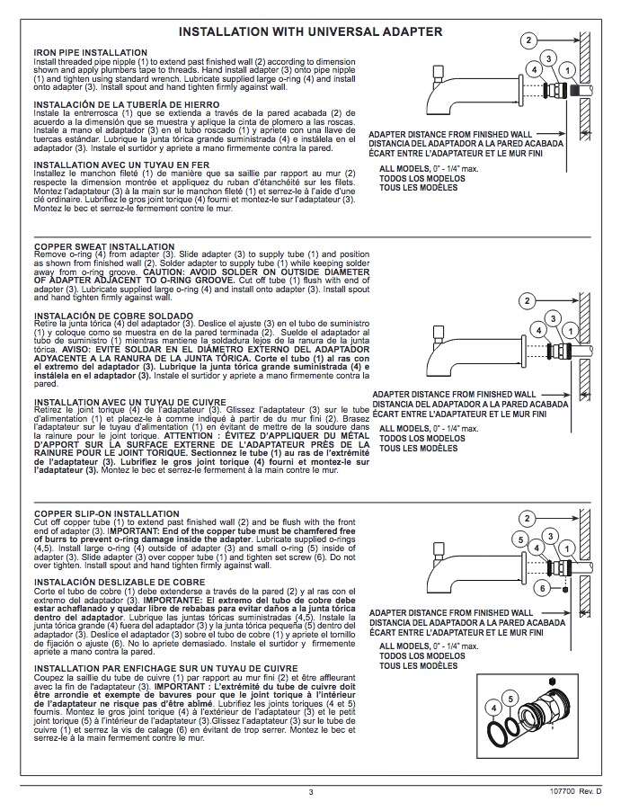 Delta RP83676 Tub Spout Pull-Up Diverter- Slip On 