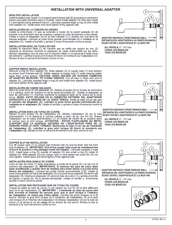 Delta RP93248PCPR Diverter Tub Spout 7"