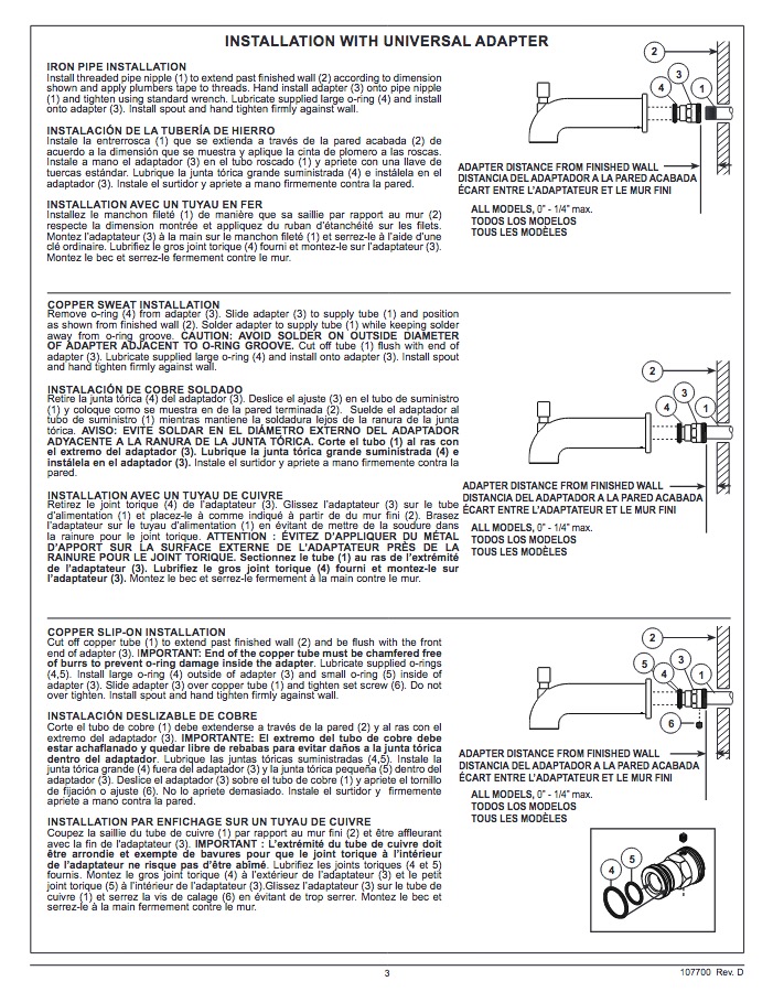 Delta RP93376BL Stryke Diverter Tub Spout 