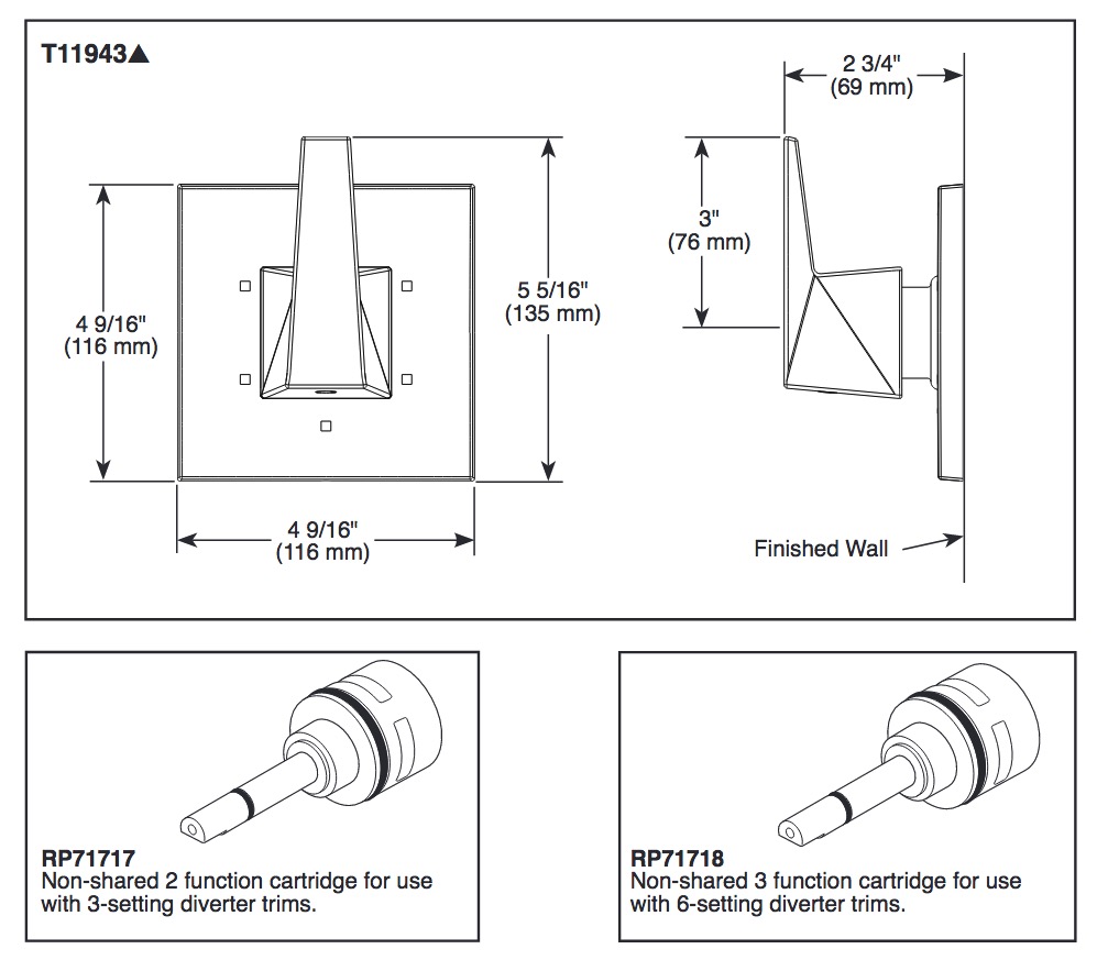 Delta T11843-PR 3 Function Diverter Trim
