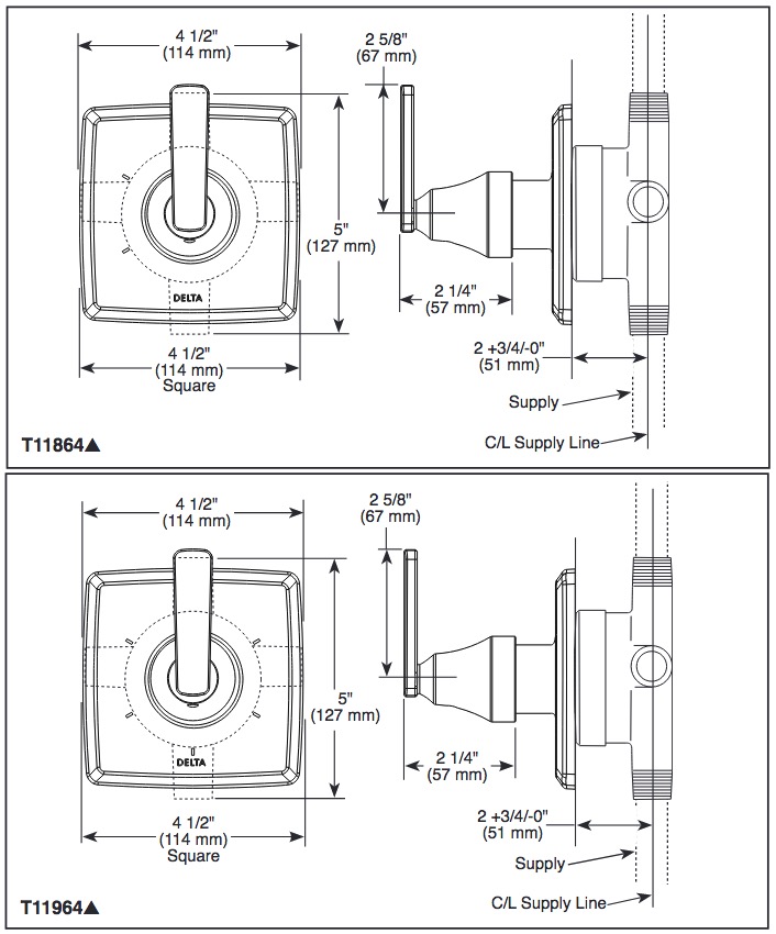 Delta T11864 Ashlyn 3 Setting Diverter Trim 