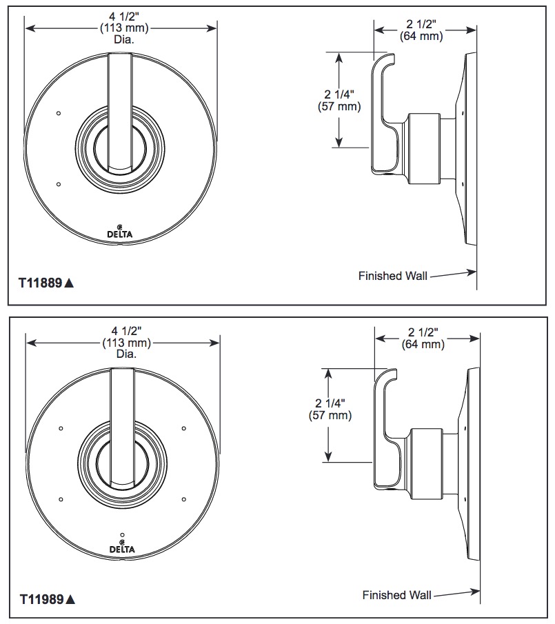 Delta T11889-SS-PR Tetra 3-Setting Diverters