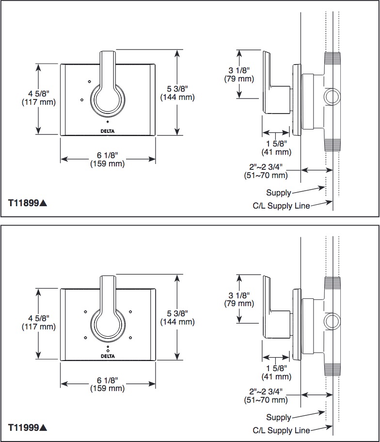 Delta T11899-SS-PR 3 Function Diverter Trim