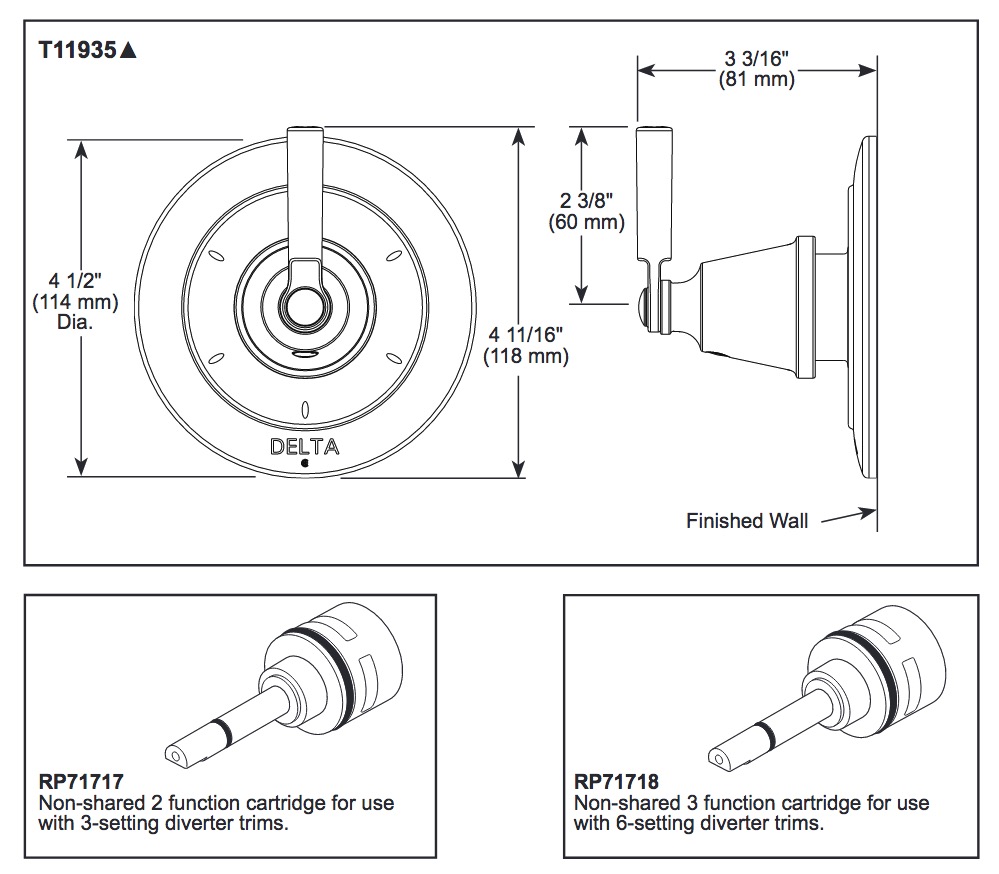 Delta T11935 Saylor 6 Setting Diverter Trim