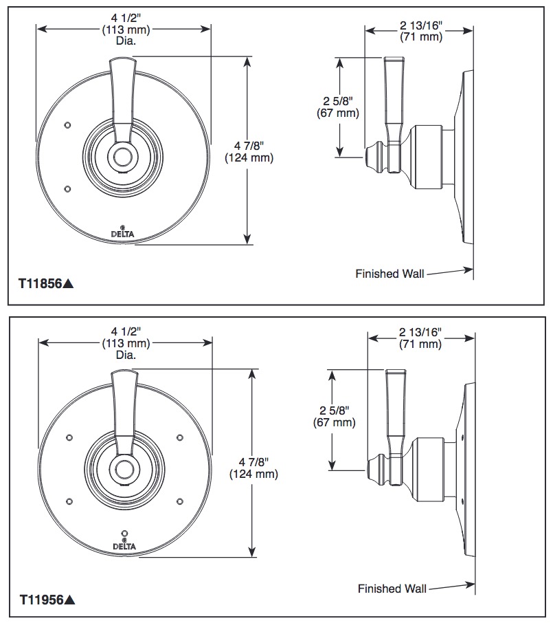 Delta T11956-CZ Dorval Diverter Trim 6-Setting 1L 