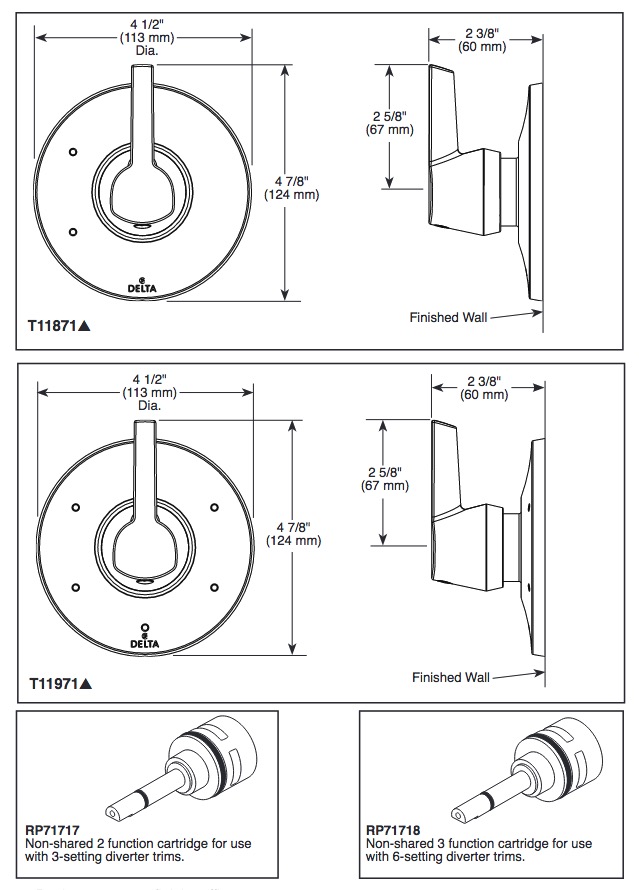 Delta T11971-SS-PR 6 Setting Diverter Trim